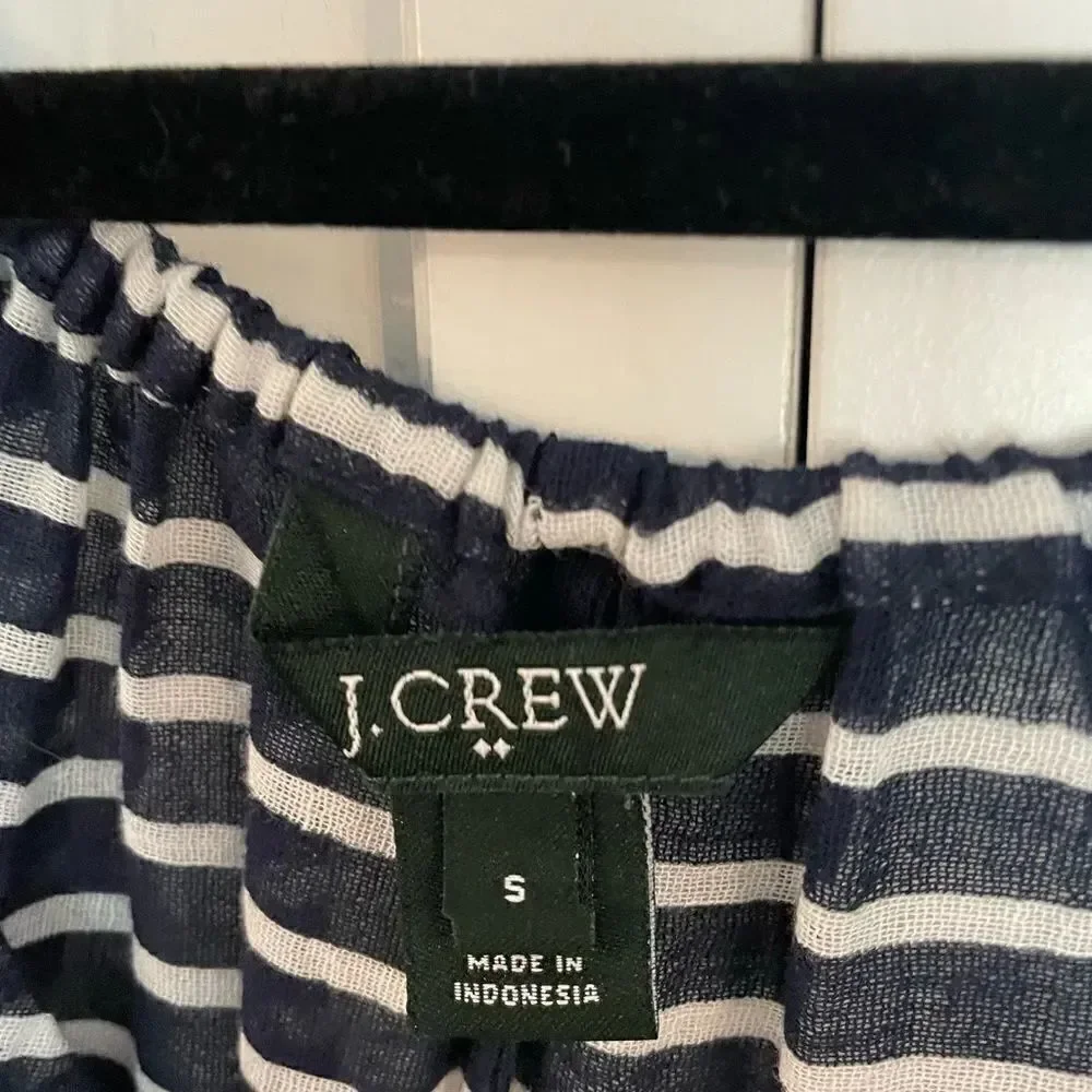 J.crew striped navy and white blousy top size small